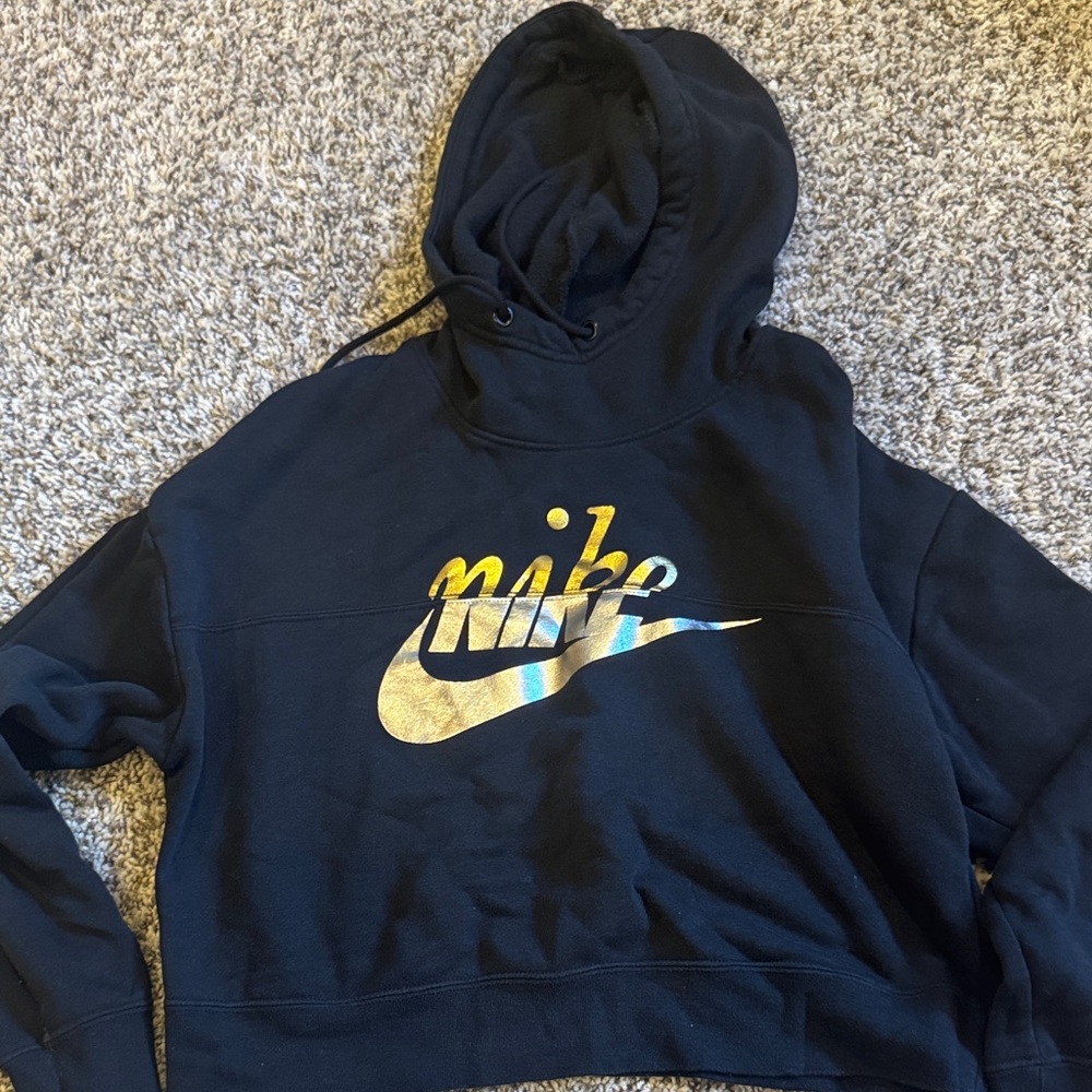 Nike Black Hoodie with Metallic Logo
